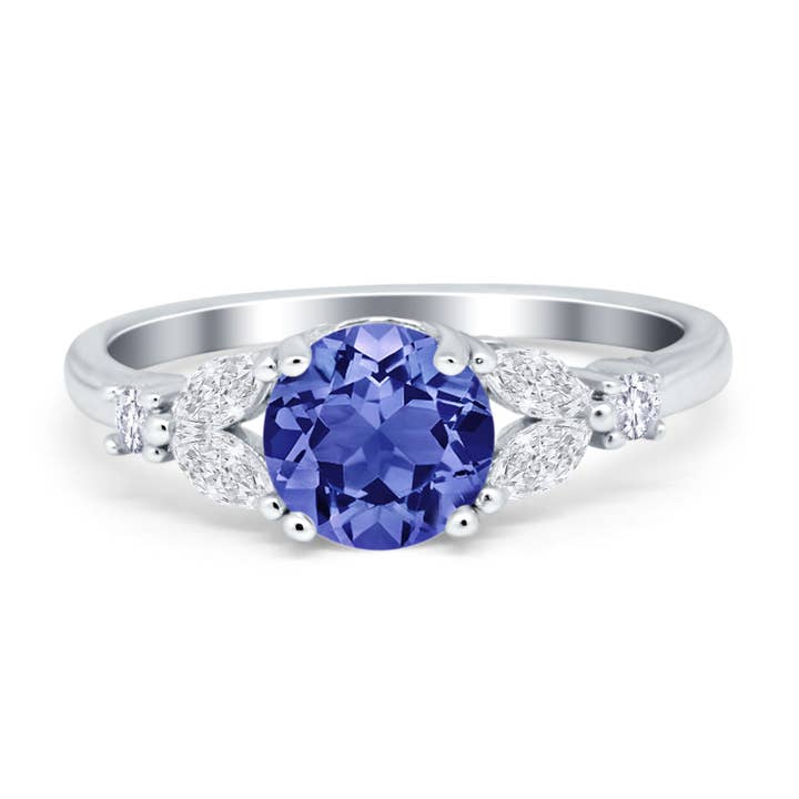 Art Deco Engagement Ring Round Tanzanite CZ for wholesale by Blue Apple Imports