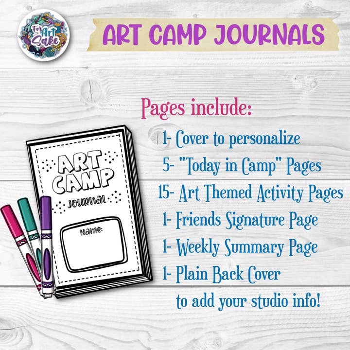 Art Camp Journal Vol 1.- Livre de coloriage d'activités artistiques pour la vente par For Art Sake Stickers