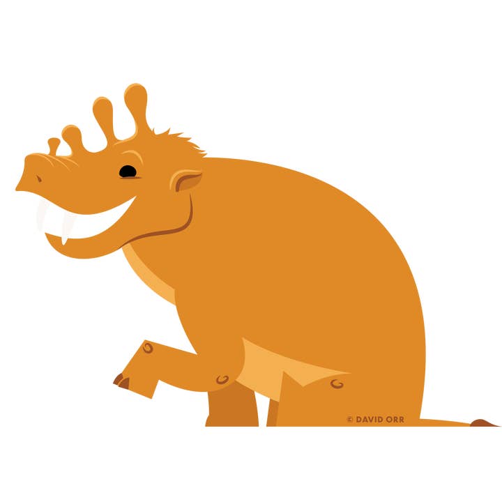 Uintatherium Sticker (Mammoth is Mopey Series) for wholesale by Rextooth Studios