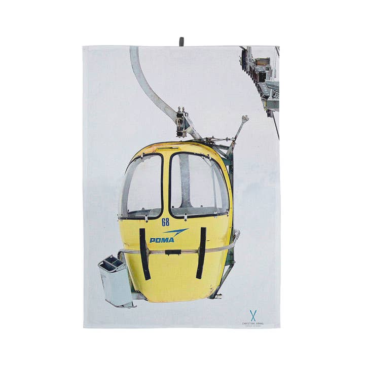 100% cotton kitchen towel yellow ski cabins for wholesale by Coast and Valley