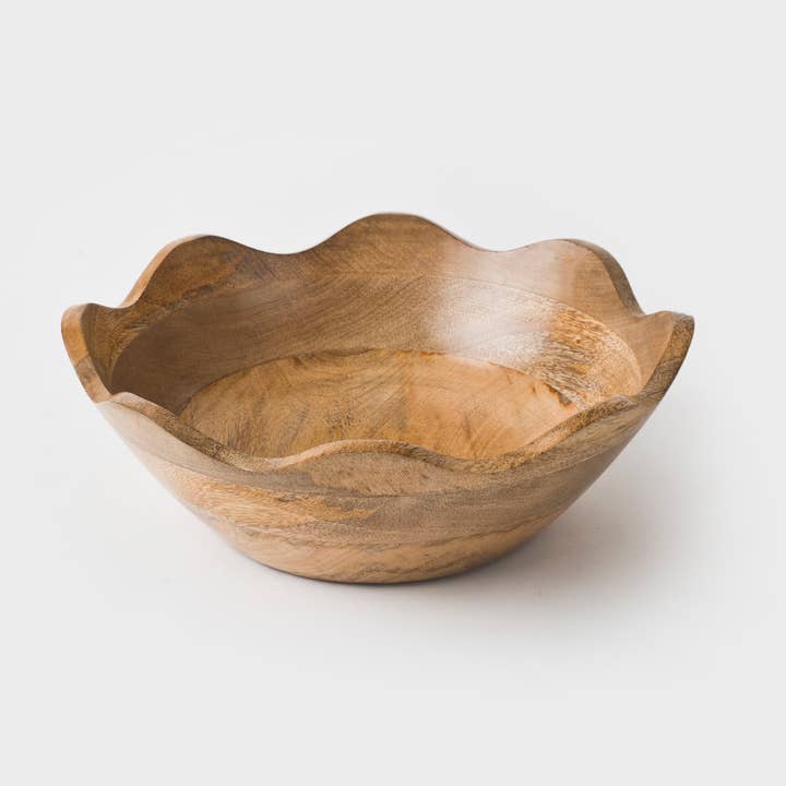 Mela Artisans - Wholesale Serve Bowl - Scalloped Wooden Bowls