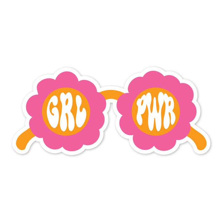 GRL PWR Flower Sunnies Sticker for wholesale by The Stickerie