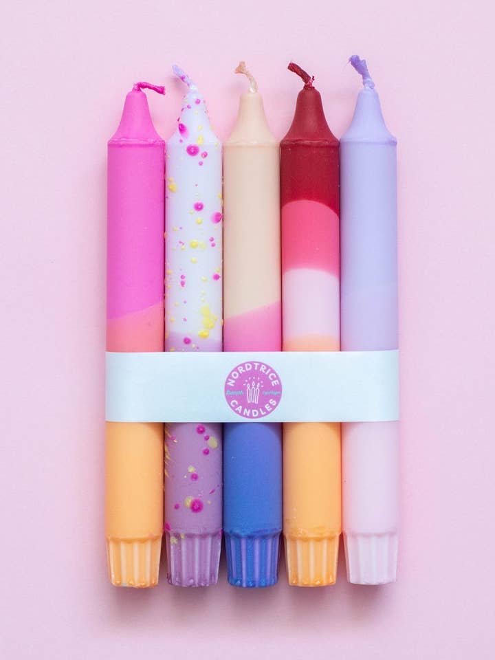 Taper candles- 5 pack/ orange pastel party sunset mix for wholesale by Nordtrice