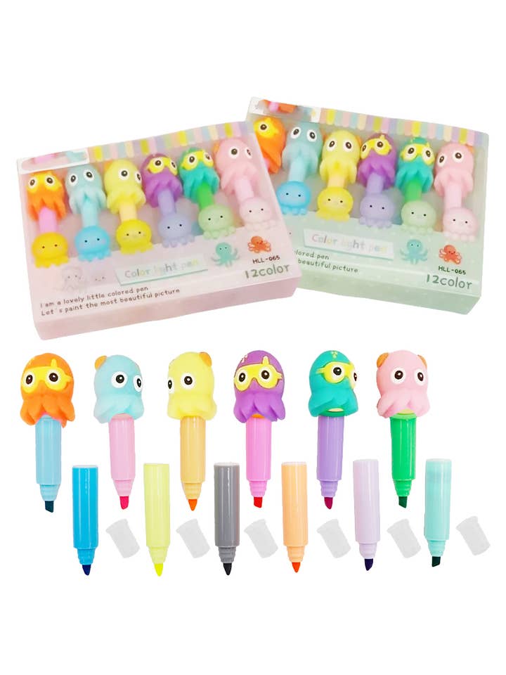 Octopus Stackable Highlighter Marker - 6 pcs Pack for wholesale by Cap Zone