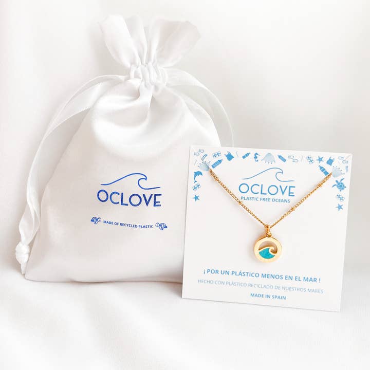 Sea Wave pendant - made with recycled plastic from the sea for wholesale by OCLOVE