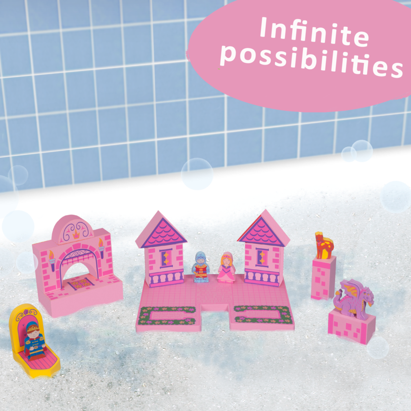 Just Think Toys – Großhandel Baukasten – Kinder – BathBlocks schwimmendes Schloss in Geschenkbox3