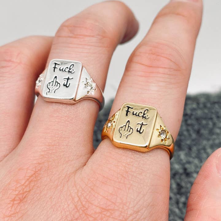 Mio Queena - Wholesale Cocktail/Statement Ring - 'Fuck it' Square Ring