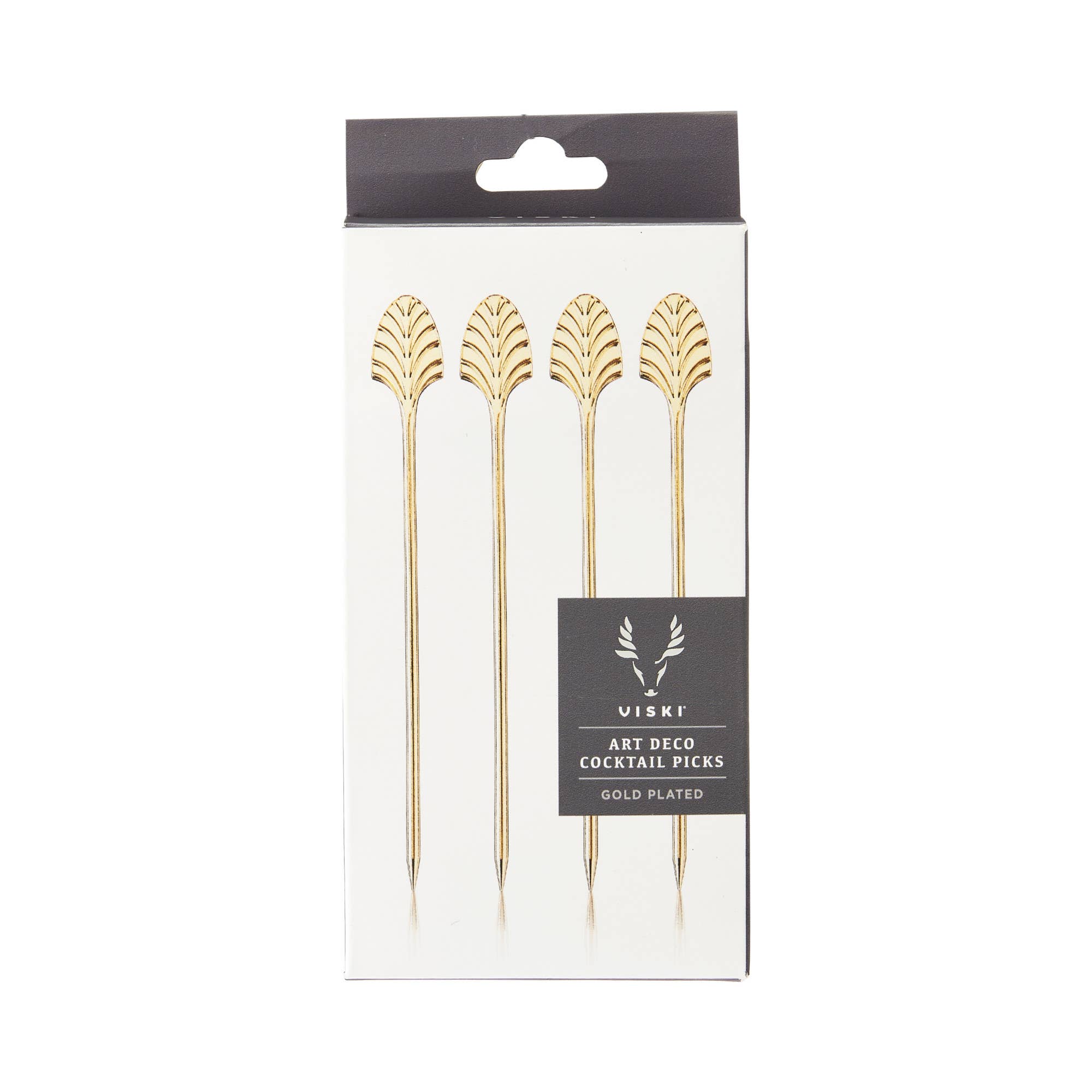 Viski - Wholesale Cocktail Pick - Art Deco Reusable Gold Plated Cocktail Picks Set of 41