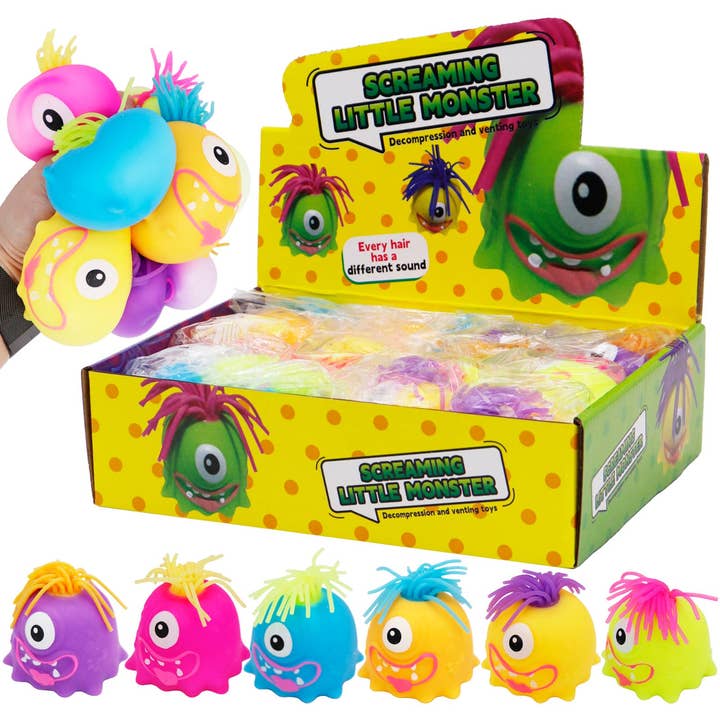 ASSORTED Noodle Hair Monster Fluffy Slime Filled Squishy for wholesale on Faire