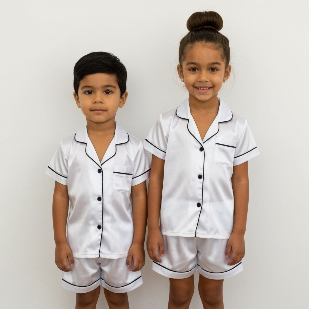 The Blissful – wholesale Sleepwear set – Kids – Kids Personalized Satin Short Pajama Set - Soft & Stylish2