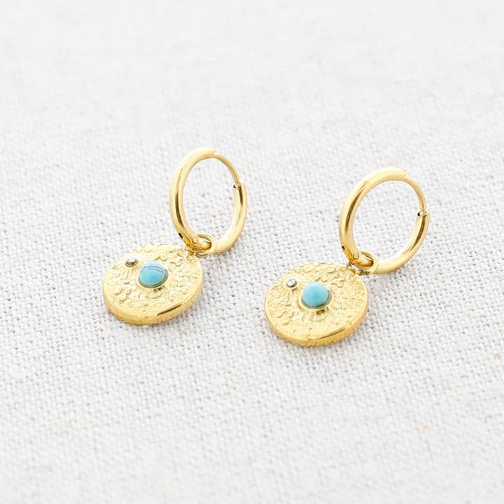 La Cuerda De Sol - Wholesale Dangle Earrings - Stone Medal Pendant Steel Earrings