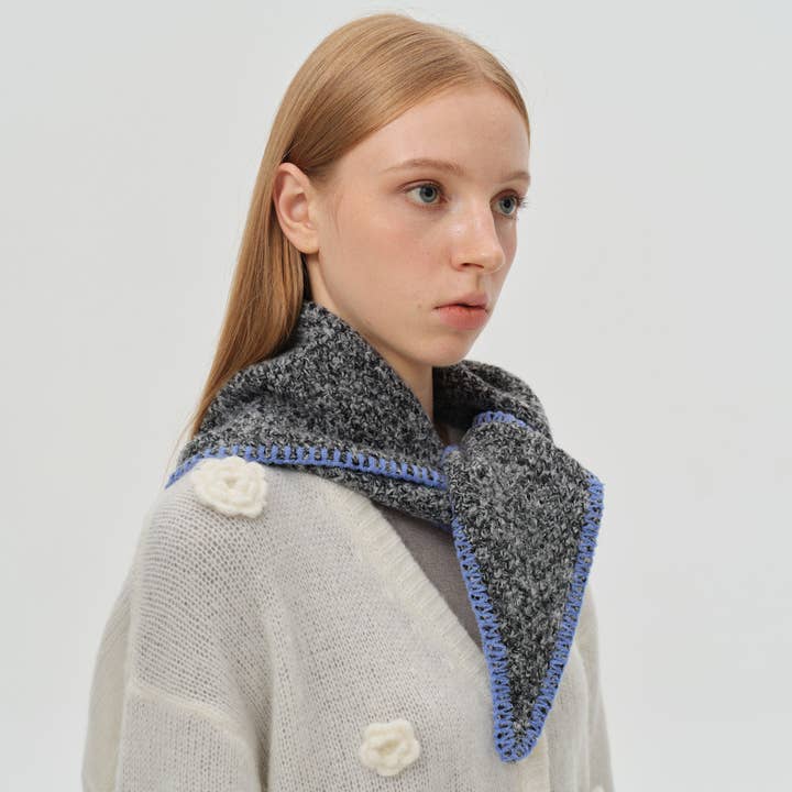 Cachecol triangular de mistura de lã tricotado à mão Vintage Cachecol quente de malha por atacado de SALINA TRADING INC