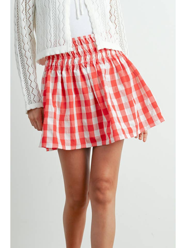 VERMELHO/MARFIM Saia Xadrez com Padrão de Quadrados - BMS7743 para venda a revendedores na Faire2