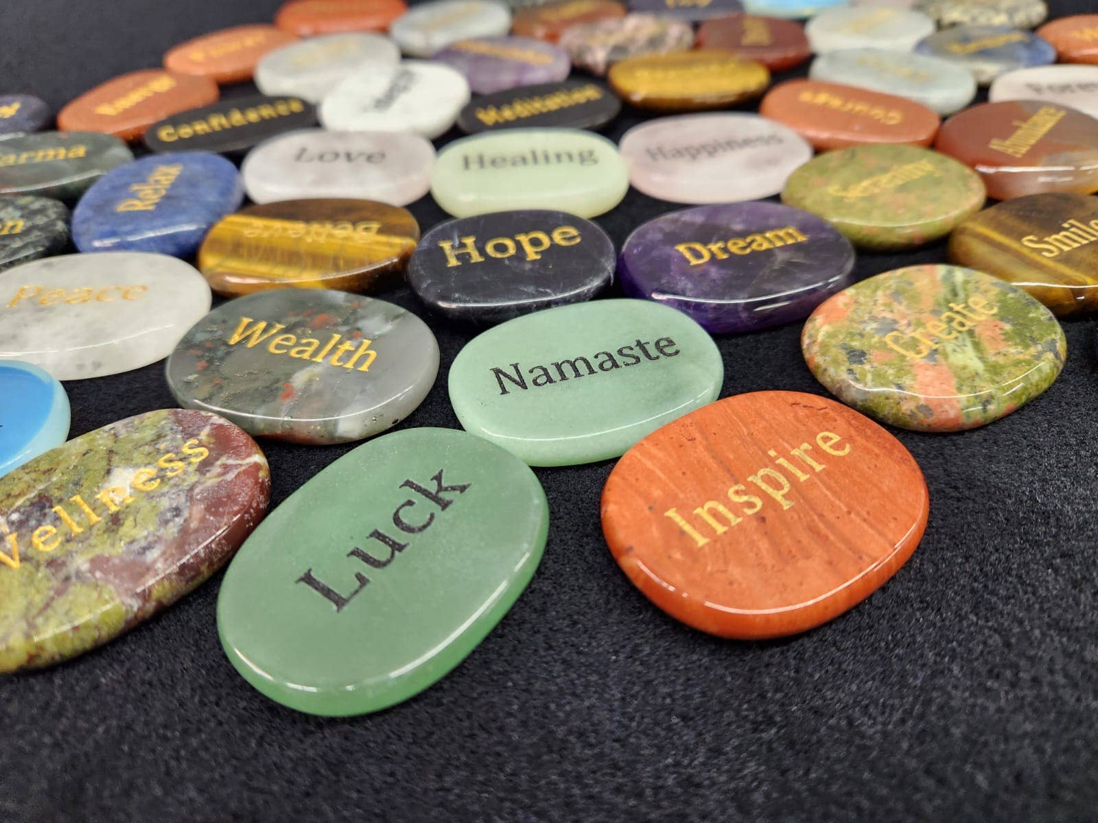 Meraki Gemstones - Wholesale Spiritual Stone/Crystal - Semi Precious Gemstone Engraved Word Stones--50 Piece Bag4