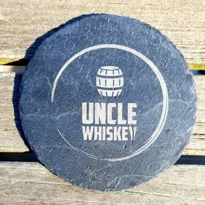 Sous-verre rond en ardoise - Coupe rustique pour la vente par Peak Handmade