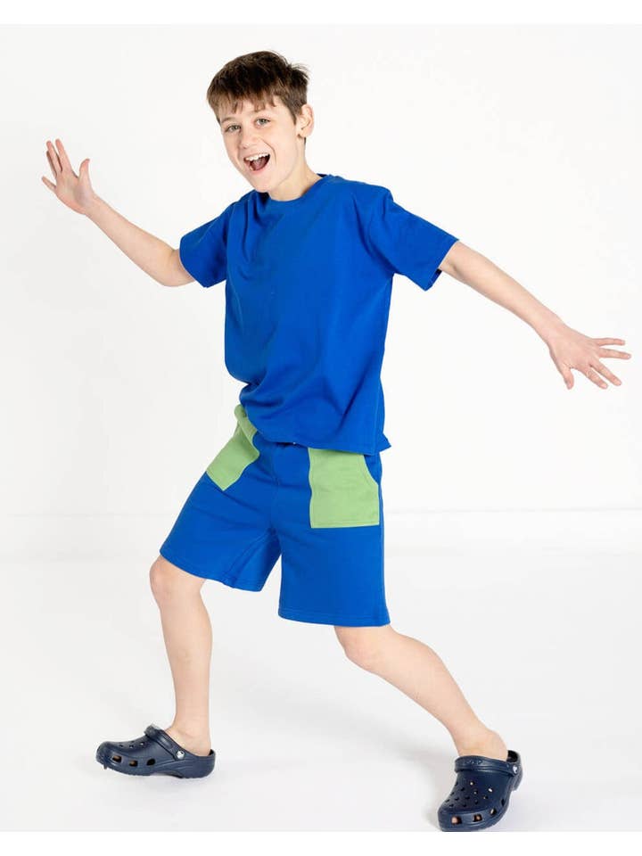 Crann Organic - Wholesale Shorts - Kids - Kids' Organic Cotton Shorts - Blue Color Block