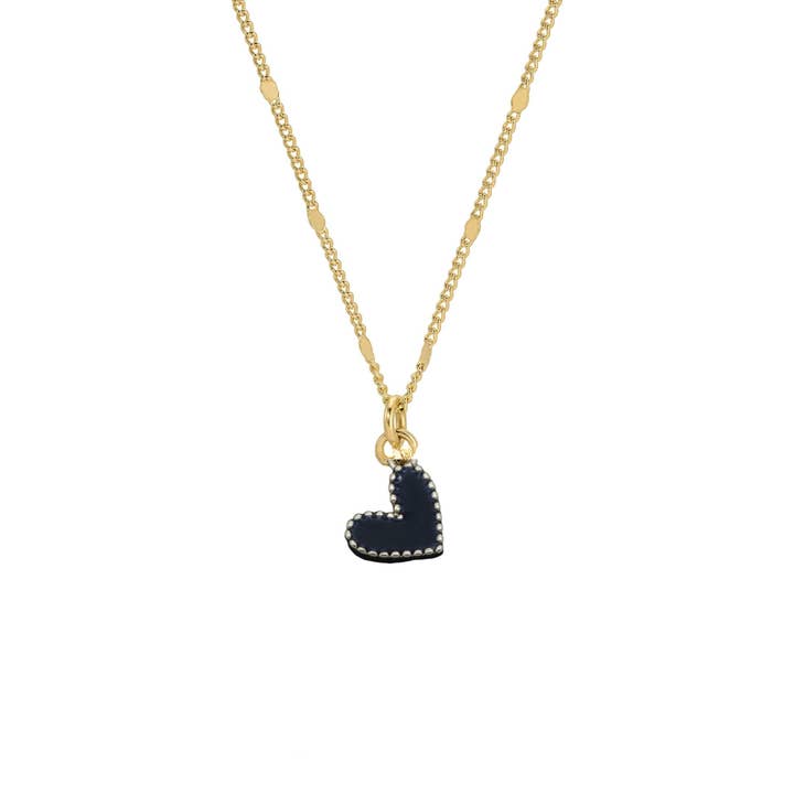 Small Black Enamel Heart Necklace (NK164) for wholesale by Meghan Bo Designs