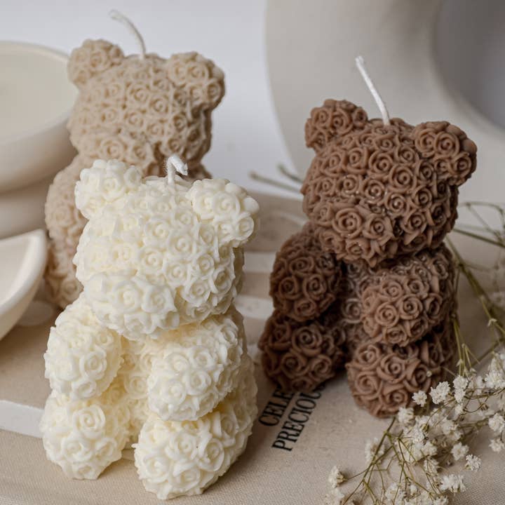 Hiroyi Decor – Großhandel Geschenkkerze – Kleine rosafarbene Teddykerze