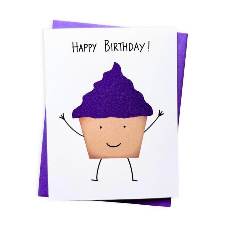 Handmade Glitter Cupcake Birthday Card | A2 for wholesale by Queen Fayzel