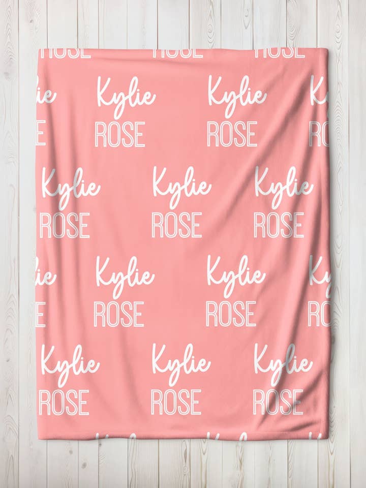 Cobertor personalizado Bloom Repeting Name Baby por atacado de Monogram Junkie