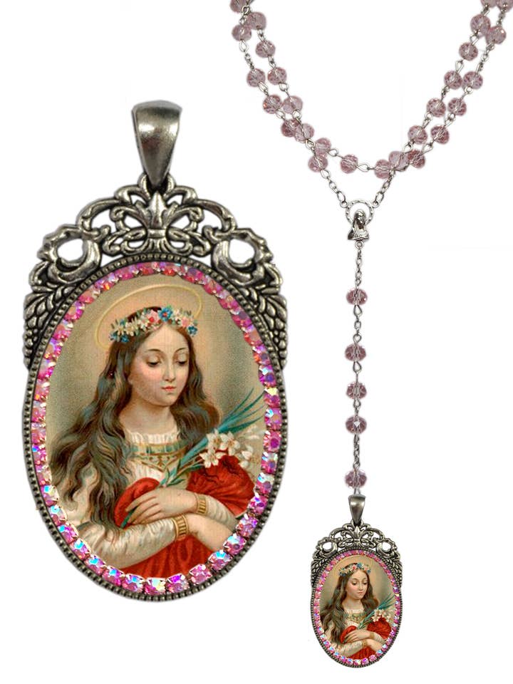 Rosary St. Philomena: Patron Saint of Babies, Infants, and Youth Handmade Necklace Catholic Christian Religious Jewelry Medal Pendant for wholesale by MariaSantissimaShop