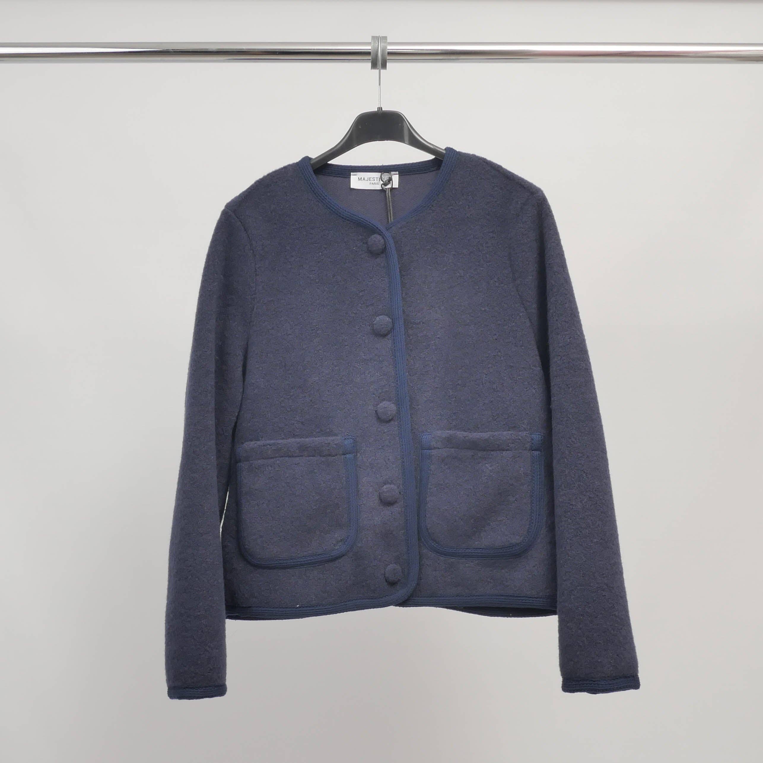 Cecile Wang - Vente Veste – femme - Veste boutonnée bord-côte col rond – MJ852031