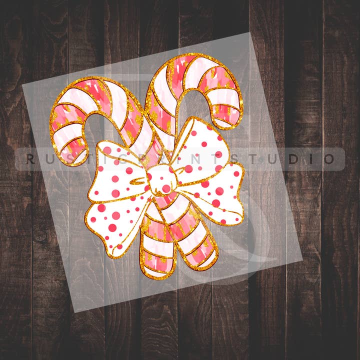 Christmas DTF Candy Cane DTF Holiday Season Heat Transfer for wholesale by RusticPrintStudio