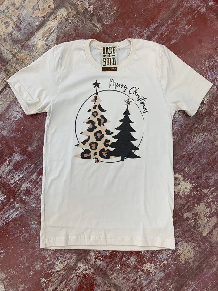 1600 Two Christmas Trees Tee for engroshandel hos J.Forks Designs