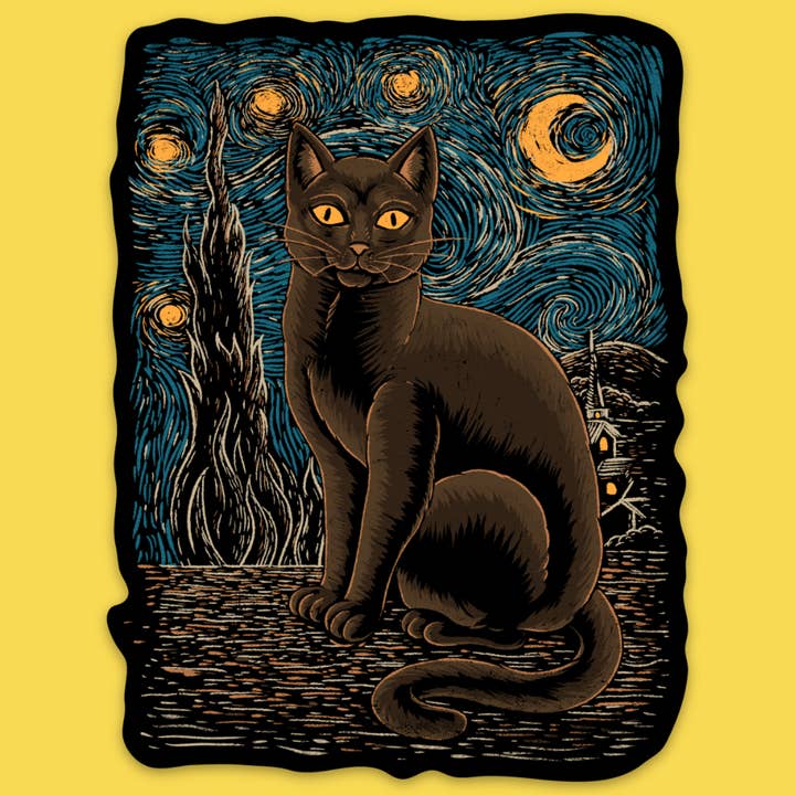 'Starry Cat' Sticker for wholesale by Wicked Clothes