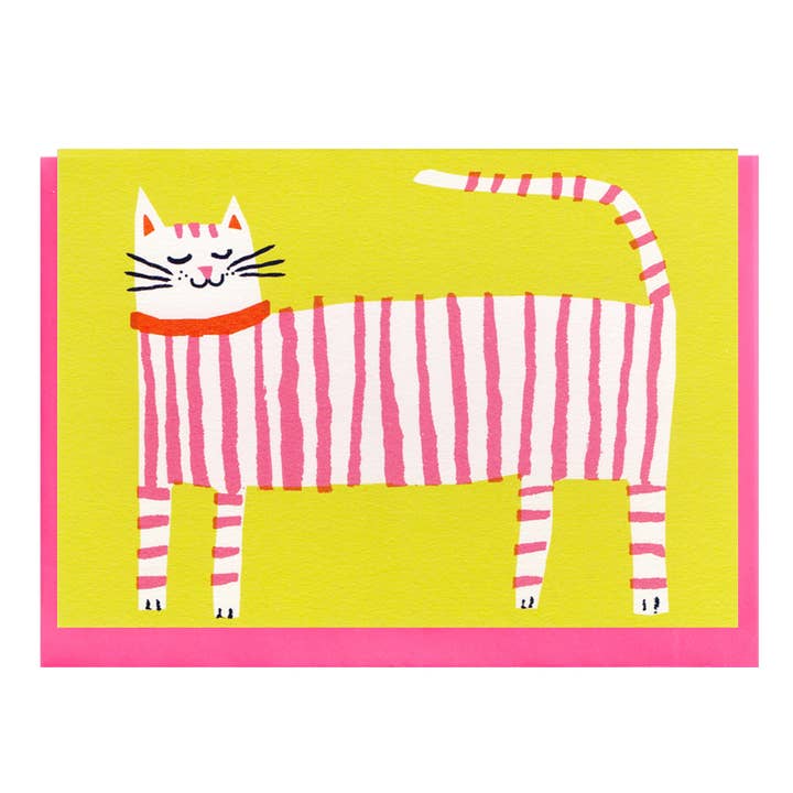 Stripy Cat A6 Card for wholesale by The Printed Peanut Homeware & Stationery