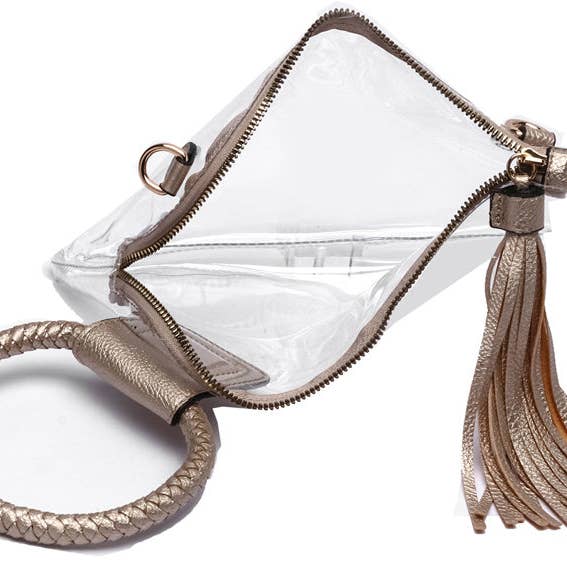 MiMi Wholesale - Wholesale Clutch Bag - Women's - AD205T See Through Clear Cuff Handle Tassel Wrislet Clutch15