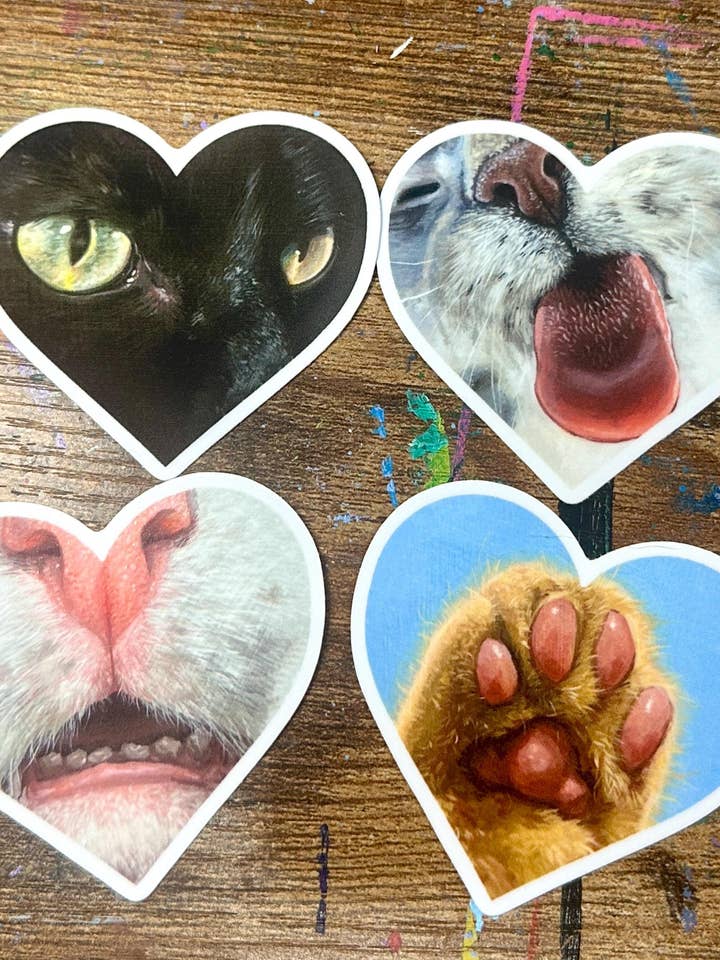 Heart Cats Sticker, Love Cats Decal for wholesale by mohrdoesart