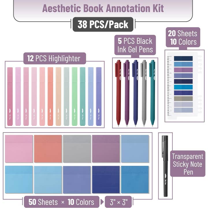 Mr. Pen - Wholesale Highlighter - Mr. Pen Aesthetic Book Annotation Kit