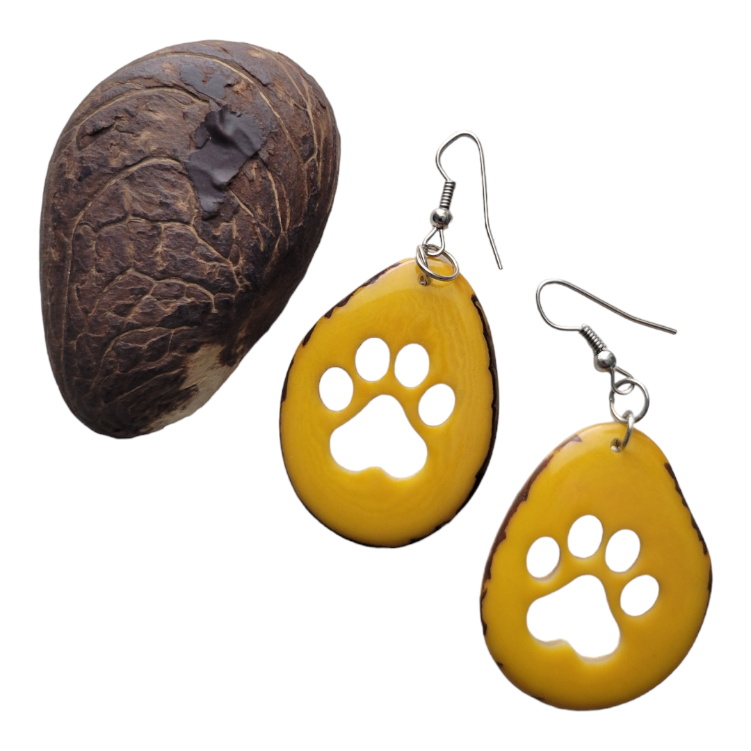 Organic jewelry by Allie - Wholesale Dangle Earrings - Paw print tagua nut earrings gift for pet parents10