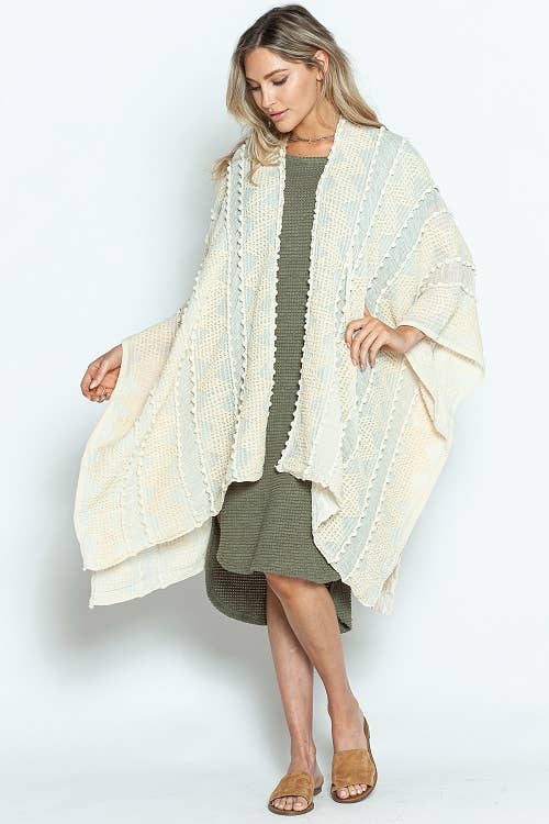 Justin & Taylor - Wholesale Kimono - Women's - Puffer-Up | Soft Textured Cover-Up Kimono With Pom Detail54