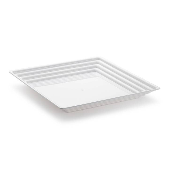 Smarty had a Party - Wholesale Serving Tray - 12" x 12" White Square Plastic Serving Trays - 3 pcs