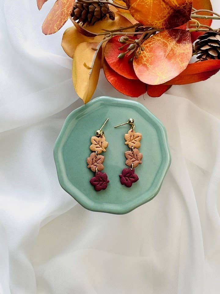 Falling Leaves | Gold | Silver | Polymer Clay Earrings for wholesale by Classical Clay Co