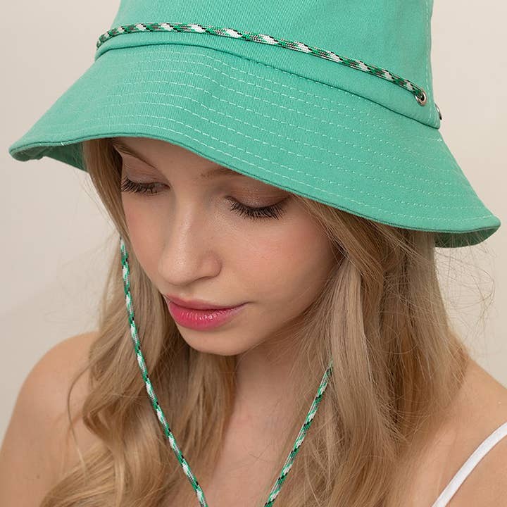 Fashion City - Wholesale Bucket Hat - Women's - Solid Chin String Cotton Safari Bucket Hat1