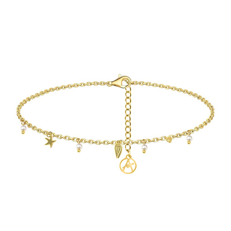 AMORINO SRL – Pulseira de tornozelo por atacado – TORNOZELEIRA COM CHARMS E PÉROLAS - YC2540B1262