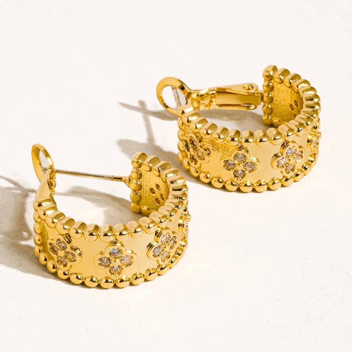 Gul Ismaël 18K Guld Vintage Blomsterbøjleørering for engroshandel på Faire0