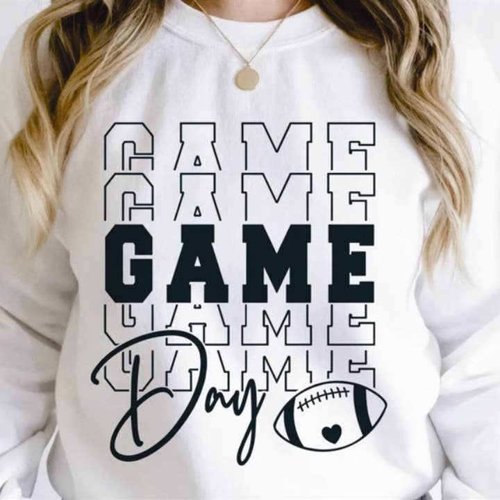Game Day Football Crew Sweatshirt for wholesale by Peach Closet