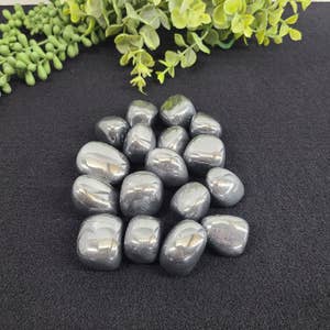 1 lb Bulk Lot Hematite Tumbled Stones Crystal Shiny Black Silver