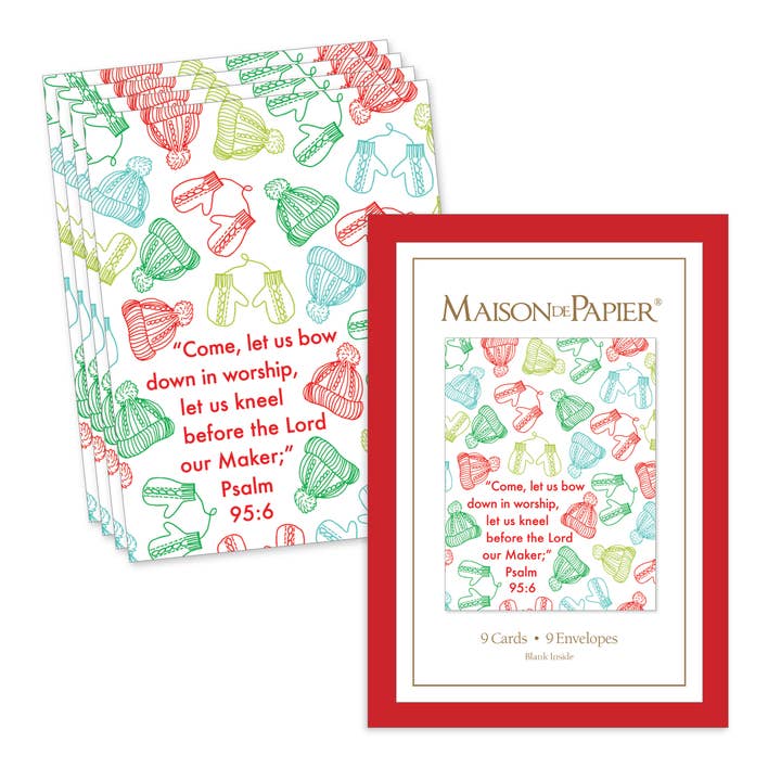 Psaume 95:6 Cartes de correspondance en boîte Mittens pour la vente par Shade Tree Greetings