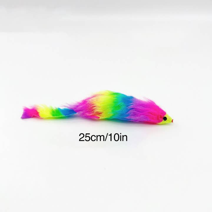 Cheerhunting - Wholesale Pet Toy - Cat/Dog - Moo - Rainbow Furry Mouse Toy1