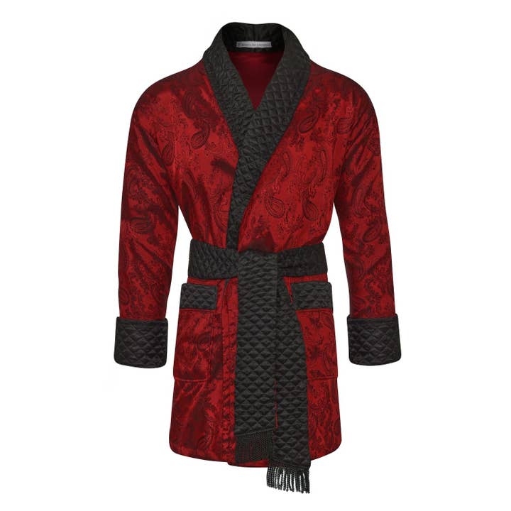 Clarke Men's Short Smoking Jacket - Claret for wholesale by Bown Of London