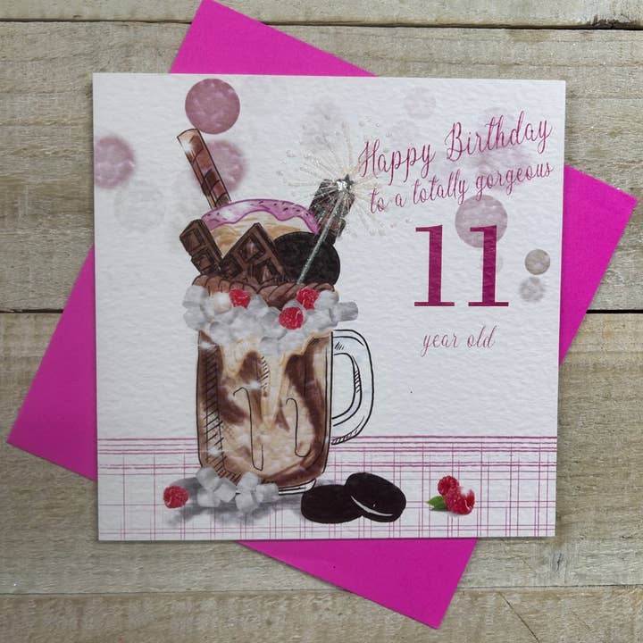 ÅLDER 11 FÖDELSEDAGS FREAK SHAKE (RA7-11) för wholesale av White Cotton Cards