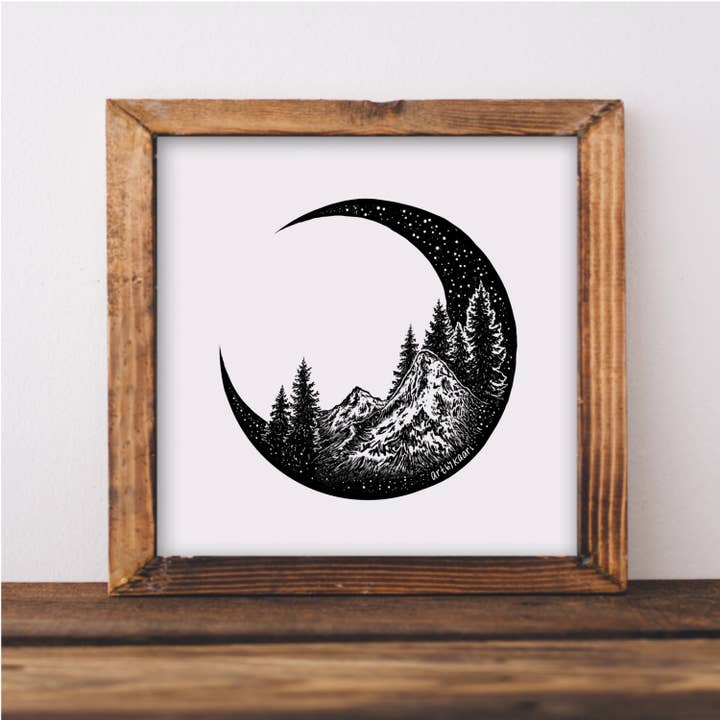 Kaari & Co. – Großhandel Kunstdruck – Berg und Wald Crescent Moon Kunstdruck