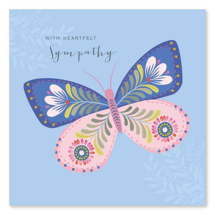 With Heartfelt Sympathy Pretty Butterfly Card for wholesale by Klara Hawkins