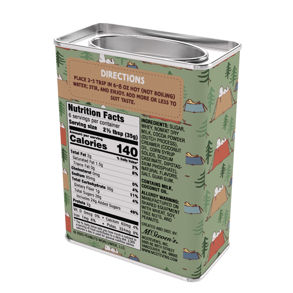 McSteven's - Wholesale Hot Cocoa Mix/Kit - Peanuts® Snoopy Camp Life Chocolate Cocoa (8oz Tins)6