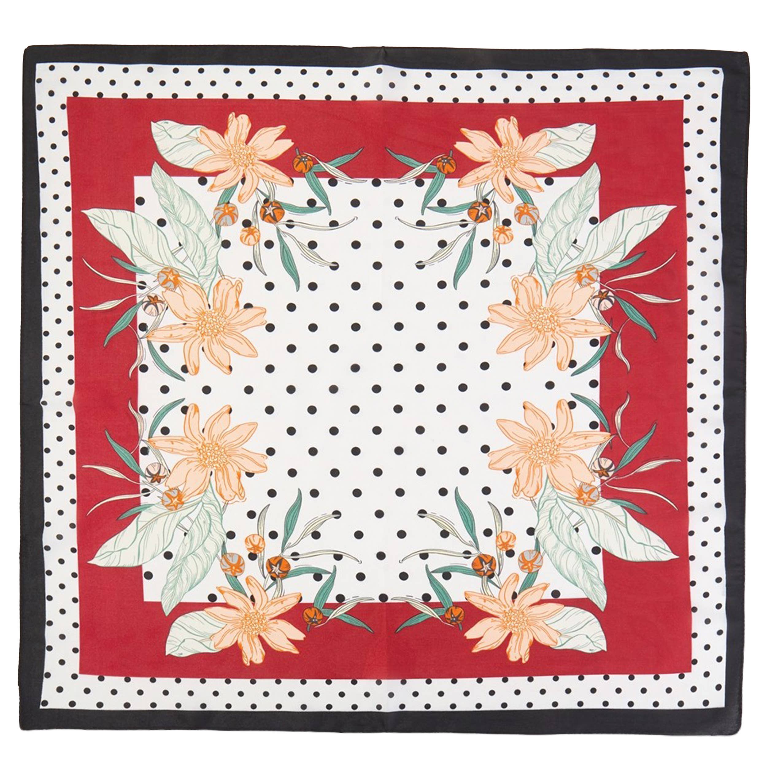 Hana - Wholesale Scarf - Women's - Daisy and Dot Pattern Print Bandana Scarf4